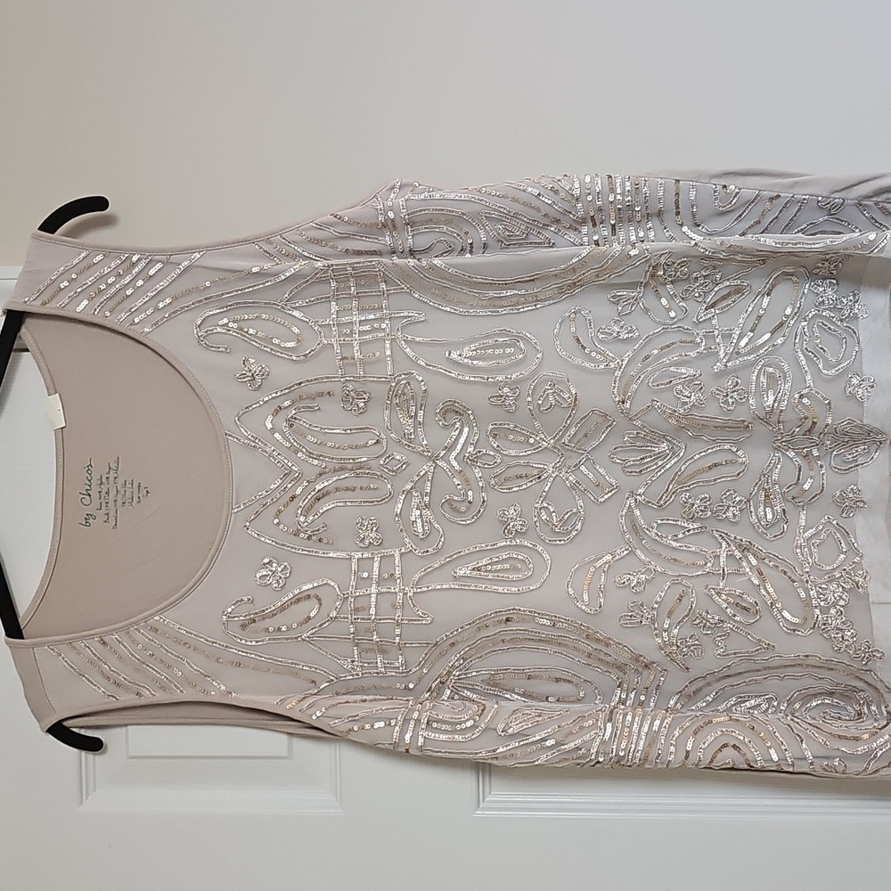 Chico’s dressy gold embroidered tank top. Sz 3.
